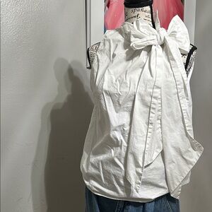 Zara White Bow Tie Blouse